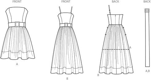 Simplicity Misses' Belt and Full Skirt Dresses Sewing Pattern Packet by Mimi G Style, Design Code S9917, Sizes 18-20-22-24-26, Multicolor...