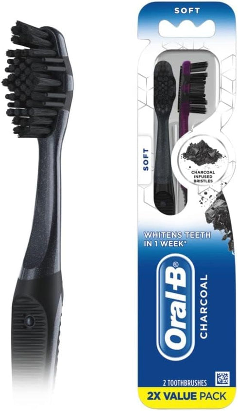 Oral-B Charcoal Toothbrushes, Soft, 2 Count...