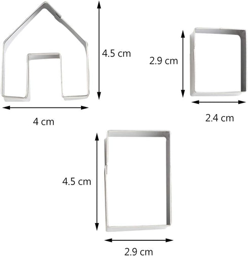 La Tartelette 3 Pcs Stainless Steel Christmas Mini House Mold Gingerbread Cookie Cutters Set Cupcake Chocolate Easter Gingerbread House Kit (Small...
