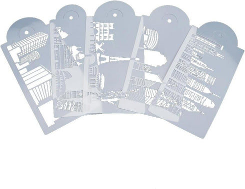 Landmark Building Cake Stencils, 5Pcs/Set Cake Template Fondant Cake Decorating Dessert Stencil Mould Decor Stencil Bakery Tools...