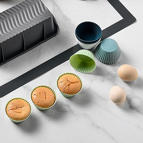 24PCS Silicone Baking Cups, Reusable Muffin Cupcake Liners for Baking, BPA Free, Non-stick & Dishwasher Safe Cupcake Liners in 4 Colors for Partie...
