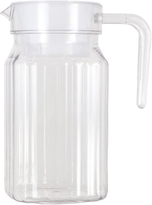 600ML Acrylic Pitcher, Transparent Juice Bottle Striped Water Ice Cold Juice Jug with Lid and Handle Cold Water Kettles for Juice Tea Water Milk S...