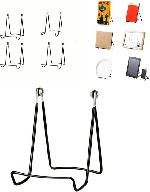 MADE IN USA 4-Pack Sturdy & Durable Adjustable Metal Easels to Display Books, Frames, Comics, Plates & More - Unique on the Market...