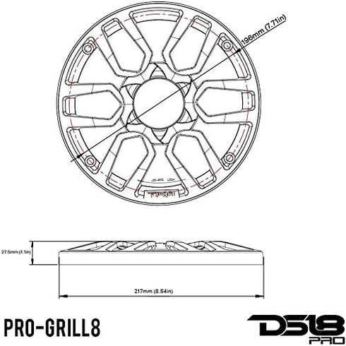 DS18 PRO-GRILL8 Speaker Cover - 8-Inch Car Audio Plastic Universal Speaker Grill Cover, Cover and Protect Your Speakers - Black - Set of 2...