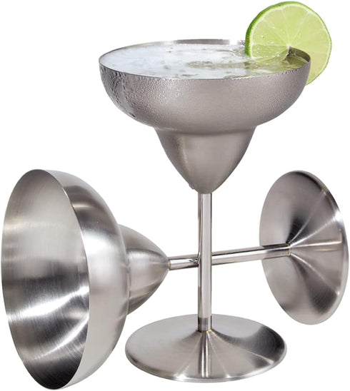 Oggi Stainless Steel Margarita Glasses - 12oz, Set of 2 - Unbreakable Margarita Glasses, Ideal Outdoor Margarita Glasses for Boating, RV, Parties,...