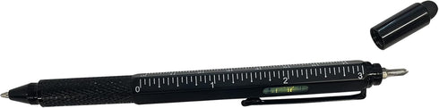 Performance Tool W9217 2 pk. Multi-Function Aluminum Black Ballpoint Pens, LED Light Stylus Ruler Level Bottle Opener Slotted & Phillips Screwdriv...