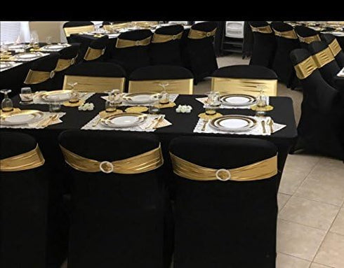 Luxury Collection Black 6ft Tablecloth Rectangular Spandex Linen - Table Cloth Fitted Cover for 6 Foot Folding Table, Wedding Linens Banquet Cloth...