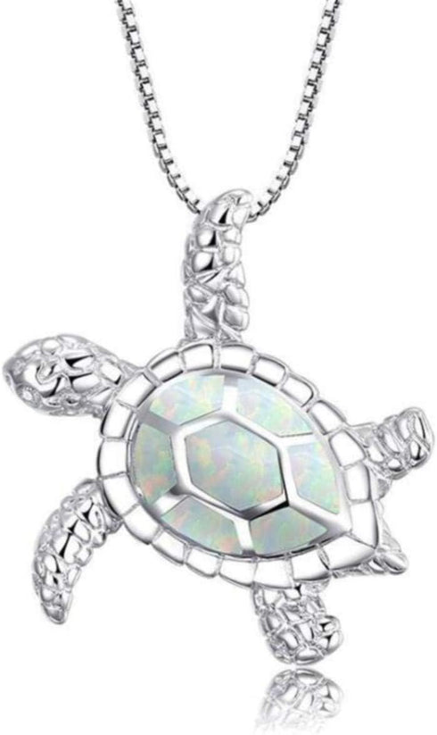 CH01 925 Silver Cute Turtle Pendant Necklace Lovely Animals White Diamond Necklace Jewelry Gifts...