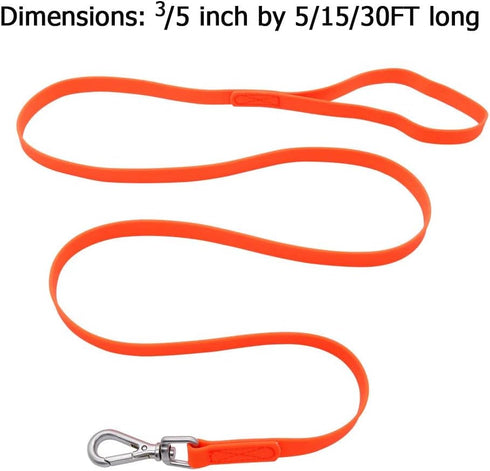 Waterproof Dog Training Leash 50FT 30FT 15FT 10FT 5FT Heavy Duty Recall Long Lead for Large Medium Small Dogs (30FT, Orange)...