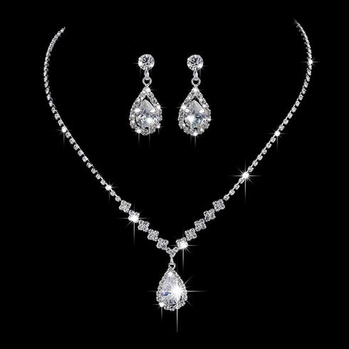 JAKAWIN Bride Silver Bridal Necklace Earrings Set Crystal Wedding Jewelry Set Rhinestone Choker Necklace for Women (Set of 3) (NK144-3)...