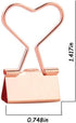 Rose Gold Metal Binder Clips with Heart Shaped Handle 0.74"/19mm foldback Clips in Acrylic Crystal Box Invoice Bill Clip Decorative Paper Clips No...