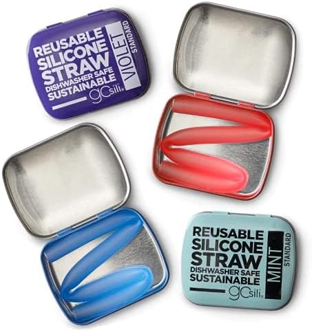 GoSili Reusable Silicone Straws, Reusable Silicone Travel Straw with Case, Flexible, Collapsible Straws for Tumblers Dishwasher Safe, No-brush Nee...
