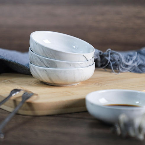 FUYU 4PCS Marble Ceramic Sauce Dish Seasoning Dish Appetizer Plates...