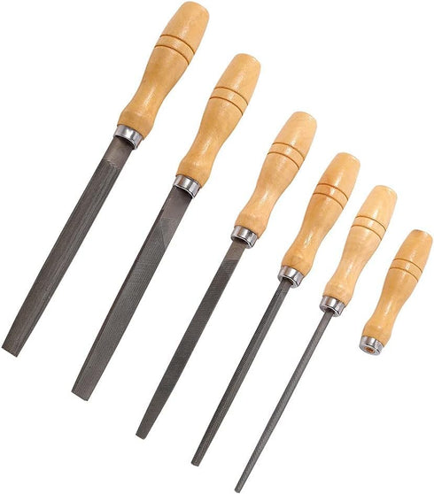 High Carbon Steel File Set with Wooden Handles Rasp File for Metal, Wood, Plastic, 5 Pieces...