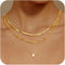 MBW Gold Layered Set Necklaces for Women, Dainty 14K Gold Plated Layered CZ Pendant Necklaces Simple Gold Herringbone Snake Choker Cuban Link Pape...