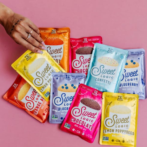 Sweet Logic Keto Dessert Mug Cake Mixes - Breakfast Variety Pack - Blueberry, Apple Cinnamon, Lemon Poppyseed, & Orange Almond - Low Sugar - Low C...