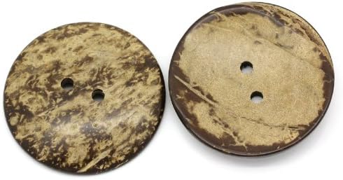 PEPPERLONELY Brand 10PC Brown Coconut Shell Buttons 2 Hole Scrapbooking Sewing Buttons 5cm (2 Inch)...