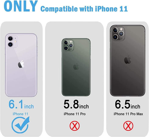 for iPhone 11 Case, Wallet Case with Kickstand Built-in Mirror Shockproof Card Holder Protective Cover for Apple iPhone 11 6.1 Inch - Purple...