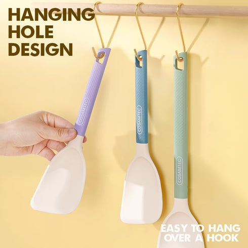 Silicone Mini Spatula Flexible Beveled Turner with Stainless Steel Inner Core and Nylon Handle Heat Resistant Cooking Utensils Set...