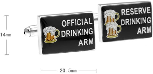 Official Drinking Arm Drink Bar Pair Cufflinks in a Presentation Gift Box & Polishing Cloth...