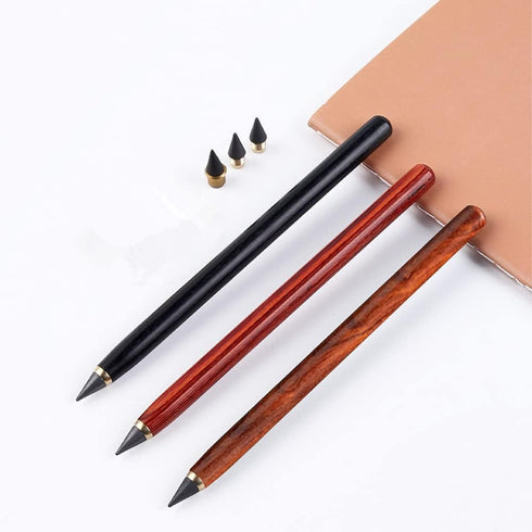 3 PCS Inkless Everlasting sandalwood Pencil,Everlasting Pencil with 3 pcs Replacement Nibs, Infinite Pencil, Unlimited Writing Pencil,Eternal for ...
