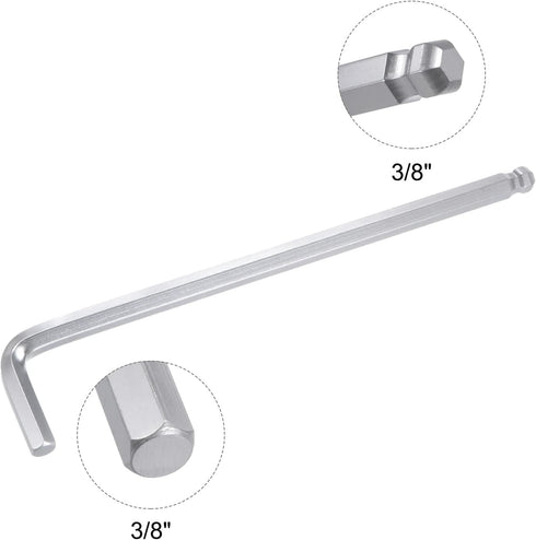 uxcell 3/8" Ball End Hex Key Wrench, L Shaped Long Arm CR-V Repairing Tool, SAE Sizes...