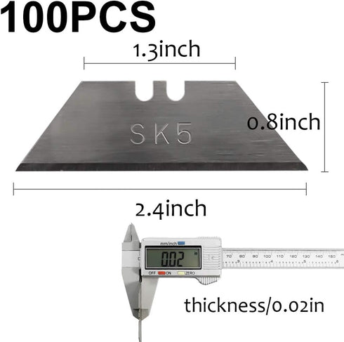 Box Cutter Blades 100 Pack Utility Knife Blades SK5 Steel Heavy Duty Razor Blades Replacement for with Storage Box for Roofing Cardboard Carpet Va...
