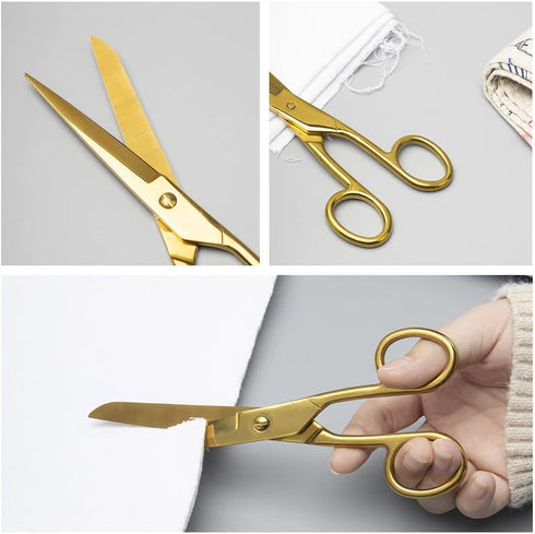 7 Inch Gold Tailor Scissors Golden Straight Recycled Stainless Steel Dressmaker Fabric Shears Tailors Sewing Scissors for Costume Crafts Arts Fabr...