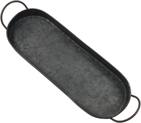 Oval Metal Iron Tray,Metal Iron Tray with Handle, Farmhouse Storage Serving Tray Rustic Breakfast Serving Tray Coffee Table Centerpiece Tray...