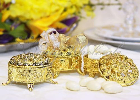 2.5 Inch Plastic Trinket Box Wedding Favor Table Decorations-Gold (12 Sets)...