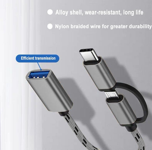 2-in-1 USB C/Micro USB to USB Adapter, USB to USB C OTG Adapter Cable Compatible with Samsung Galaxy S21 S22 S23 Note 20/10 A53, Google Pixel and ...