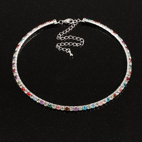 Thin Austrian Crystal Choker Necklace (Multicoloured)...