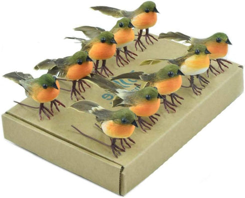 10PCS Robin Bird Christmas Tree Decoration Craft Very Cute Artificial Feather...