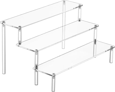 Large Acrylic Display Risers, Perfume Stand Organizer, Clear Acrylic Shelf Risers for Display Stands for Food, Tabletop Use, Amiibo Funko POP Figu...