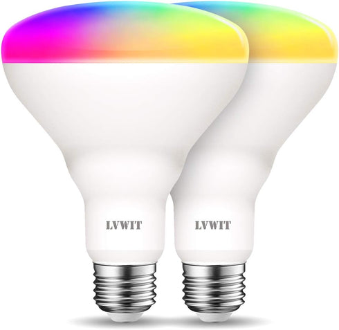 LVWIT Smart LED Bulbs, BR30 Wi-Fi Smart Light Bulb, E26 100W Replacement, Work with Alexa, Google Assistant, Tuya App, Dimmable 1300 Lumens RGB Co...
