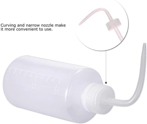Wash Bottle 500ml and 250ml Narrow Mouth Squeeze Bottle Medical Lab Plastic Safety Squeeze Bottle No Spill Bend Mouth Watering Cans...