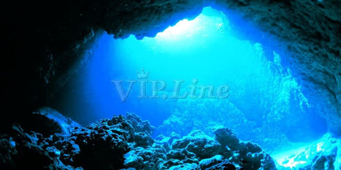 Aquarium Background Poster Under Water Cave Sunlight Fish Tank Backdrop Decorations PVC Fish Tank Background (36" x 20"/ 91 x 50cm)...