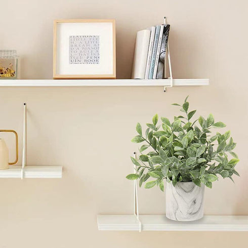 Hollyone Mini Artificial Potted Plants Fake Plants in Marble Pots, 1Pcs Plastic Eucalyptus Greenery Faux Plants for Home Office Desk Room Centerpi...