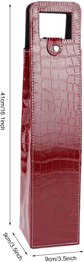 Wine Tote Bag 1 bottle PU Resuable Leather Single Wine Tote Holder Insulated Wine Tote Bag Champagne Beer Gift Bags Carrier(red)...