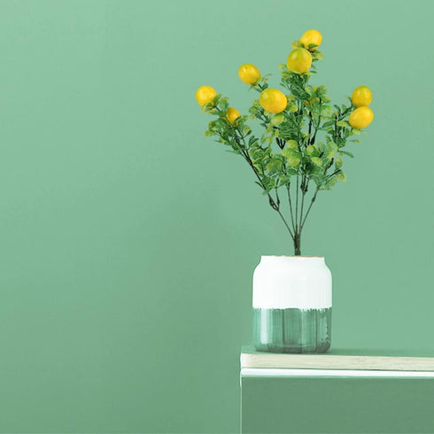 2 Pack Artificial Lemon Branches Yellow Lemon and Green Leaves Artificial Floral Picks for Home Party Spring Summer Garden Table Decorations - Flo...