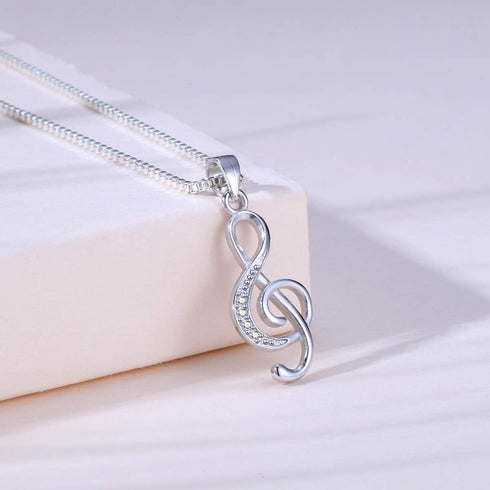 Music Note Pendant Necklace 925 Sterling Sliver Cubic Zirconia for Women Mother’s Day Valentine's Day Christmas Jewelry Gift Chain 18 Inches...