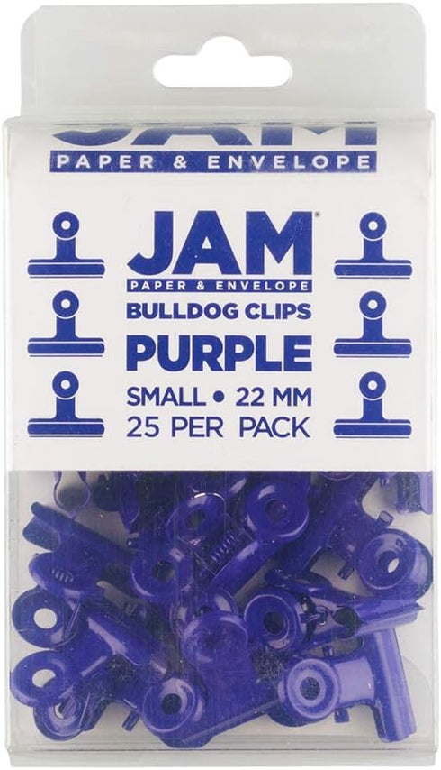 JAM PAPER Metal Bulldog Clips - Small - 22mm - Purple - 25/Pack...
