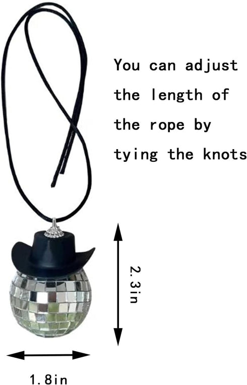 Black Disco Ball Cowboy Hat Car Accessory, Mirror Ornament, Interior Accessories...