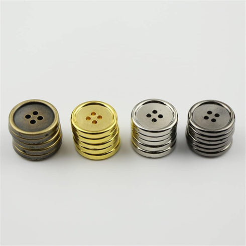 100 Pcs Round Craft Buttons 4 Holes Metallic Color Plastic Buttons for Sewing (Silver)...