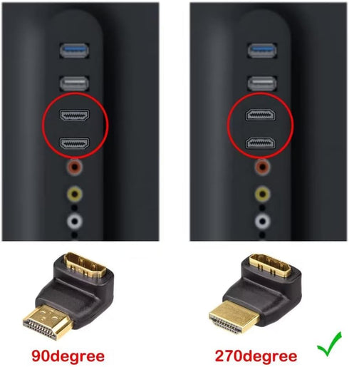 VCE HDMI 90 and 270 Degree Adapter 2-Pack, Right Angle HDMI Male to Female L Adapter Connector 3D&4K Supported...