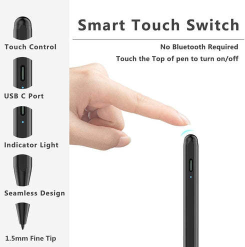Stylus Pen for iPad (2018-2025) with Fast Charging & Palm Rejection, Pencil for Apple iPad 11th A16/10/9/8/7/6th, Pro 11“13”M4/12.9 inch, Air 11/1...