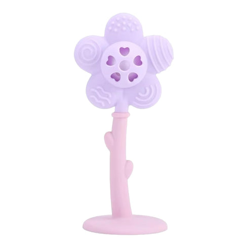 2 in 1 Baby Teether and Baby Rattle, Silicone Baby Teether for Teething Relief, Baby Teething Toy, and Chew Toy for Infants (Purple)...