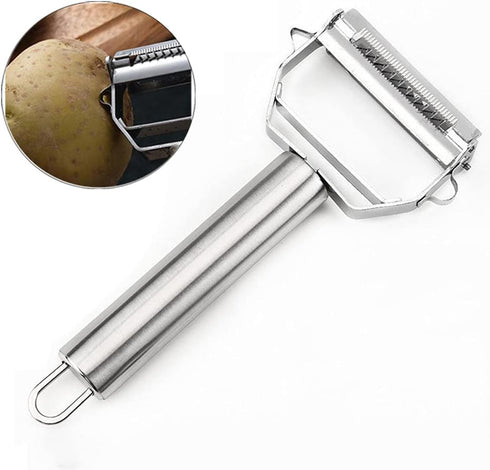 Ultra Sharp Vegetable Peeler?Stainless Steel 2 in 1 Julienne Vegetable Peeler Perfect for Carrot Potato Cucumber Gadget Vegetable Fruit (Silver)...