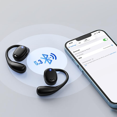 Open Ear Headphones, True Wireless Bluetooth Earphones Air Conduction Sweatproof Sport Earbuds Headsets with Earhooks for Running Workout 60Hrs Pl...