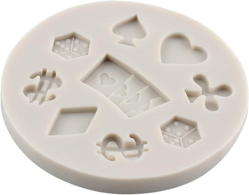 Poker Silicone Molds 3D Casino Themed Chocolate Molds Mini Heart Molds For Cake Decorating Cupcake Topper Candy Gum Paste Polymer Clay Set Of 1...